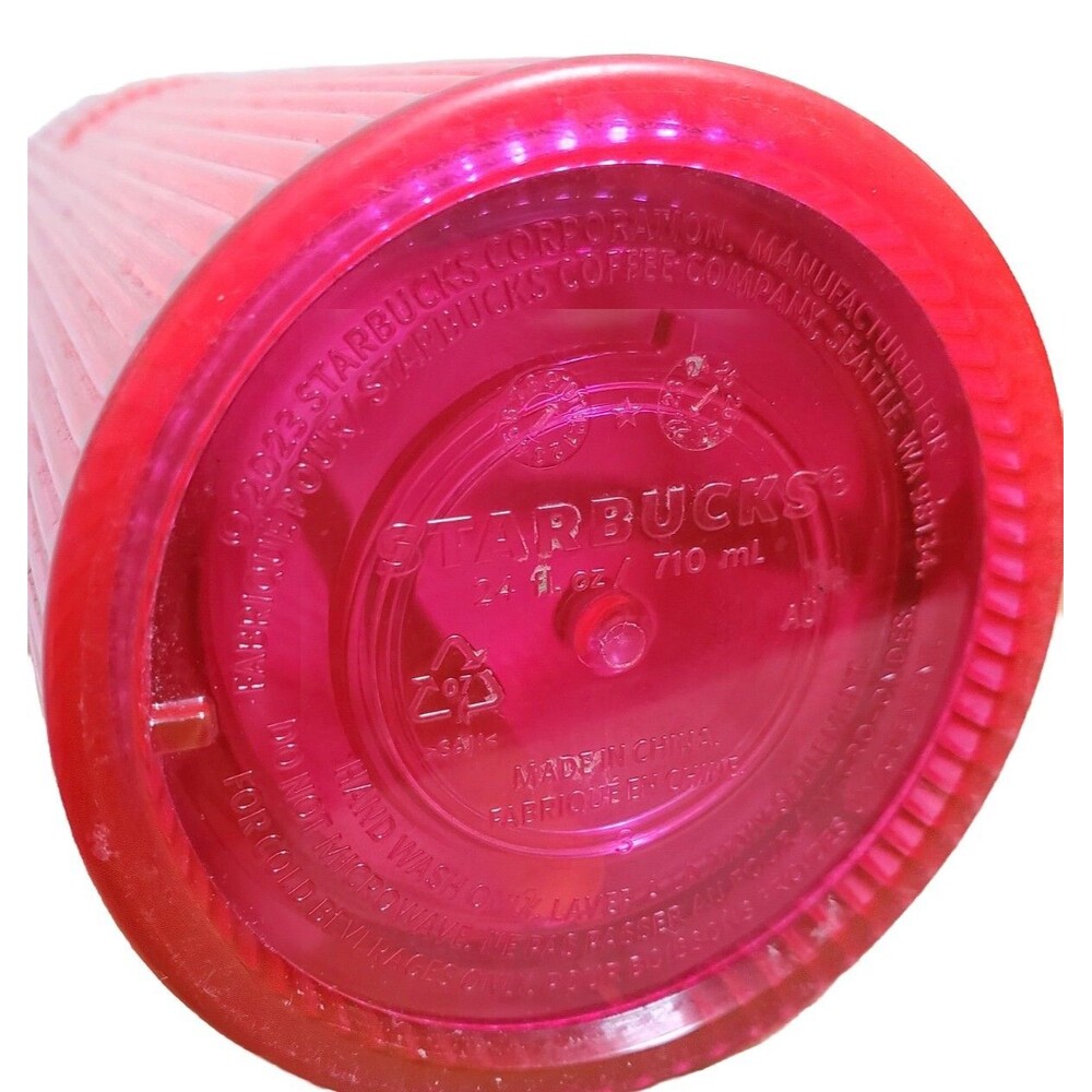Starbucks Neon Tumbler Magenta Pink Venti Bling Cold Cup Summer 2023 w Straw - Picture 5 of 7